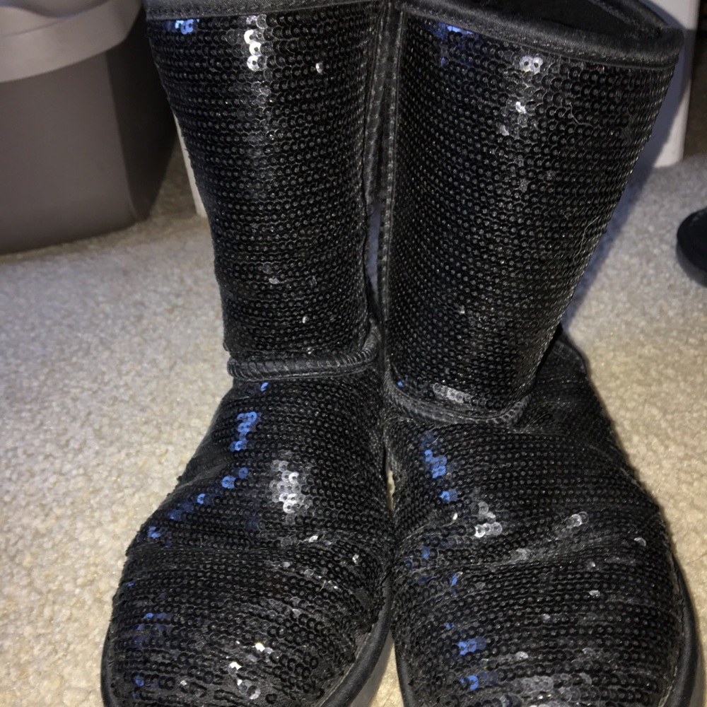 Black sequin UGG boots